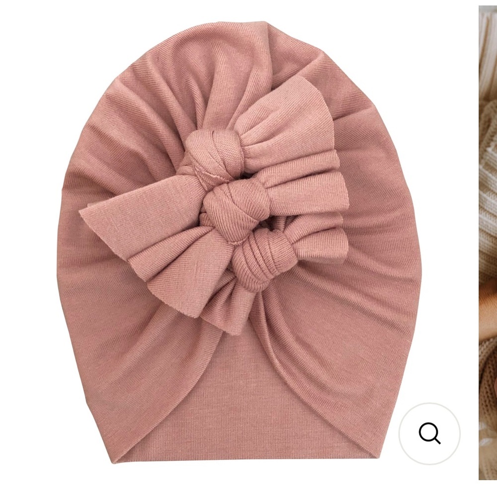 Bowy Made baby Turban Bow Hat Bonnet light pink